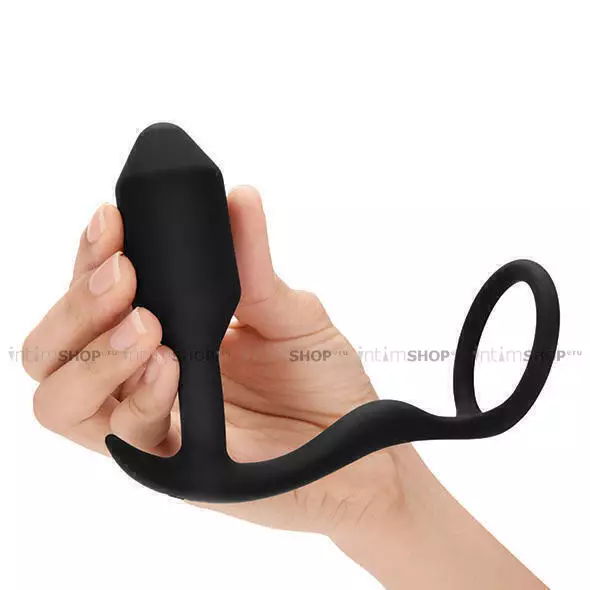 Анальная пробка с эрекционным кольцом b-Vibe Snug & Tug S, черный