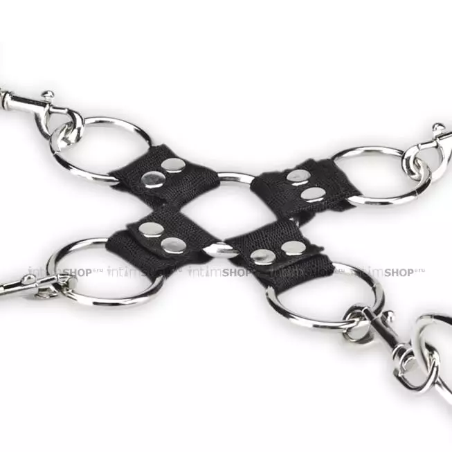 Фиксатор запястий к лодыжкам Lux Fetish Hogtie с маской на глаза, черный