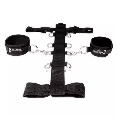 Набор для фиксации Lux Fetish Adjustable Neck & Wristraint с маской на глаза, черный