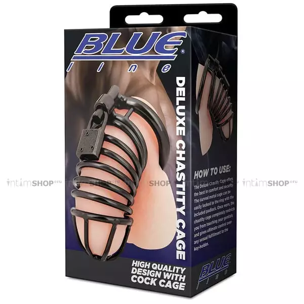 Пояс верности с замком BlueLine Deluxe Chastity Cage, черный